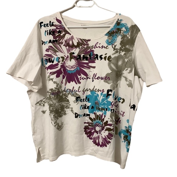 Allison Daley women’s T-shirt "Feels like a dream" floral print short sleeve, 3X - Picture 1 of 7